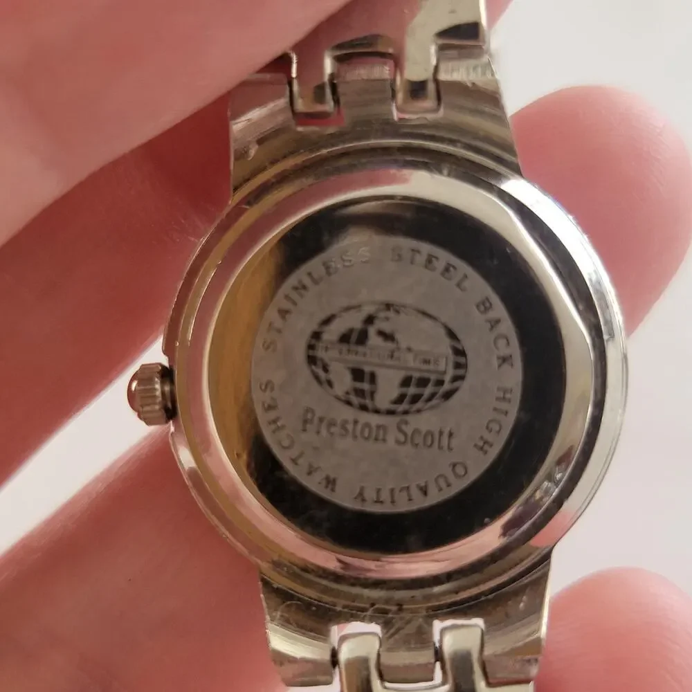 Preston Scott Womens Watch White Dial Silver Case Alloy Bracelet Quartz Analog